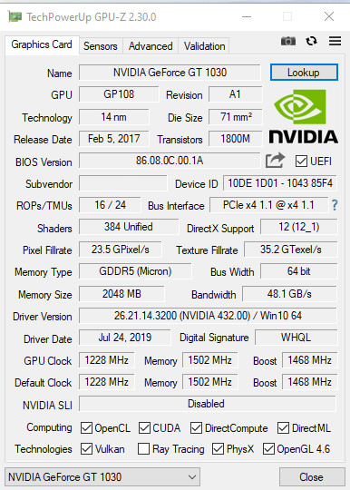 PCWINMAX Geforce GT 1030 4GB GDDR4 Single Fan ATX Графическая карта Поддержка DirectX 12 DP HD Порт VGA Карта