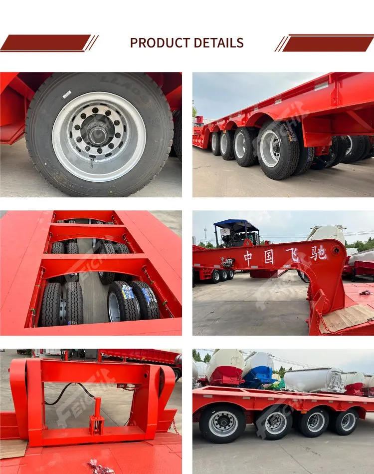 Vehicle Master 4 Line 8 Axles 40 80 100 150 Ton Payload Gooseneck Excavator Transport Lowbed Low Semi Truck Trailer