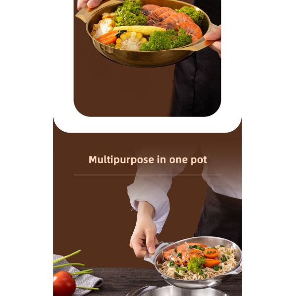 Good Quality Stainless Steel Golden Soup Pot Korean Ramen Instant Noodle Seafood Lobster Induction Cooker Dry Pot