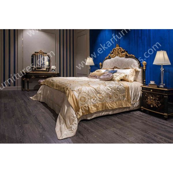 kingbed Furniture for bedroom modern royal luxury master wooden bed TA-028