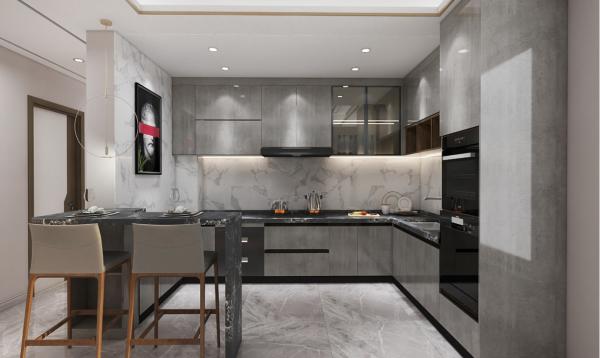 Modern Custom Stainless Steel Kitchen Cabinet Set Furniture Coffee Color