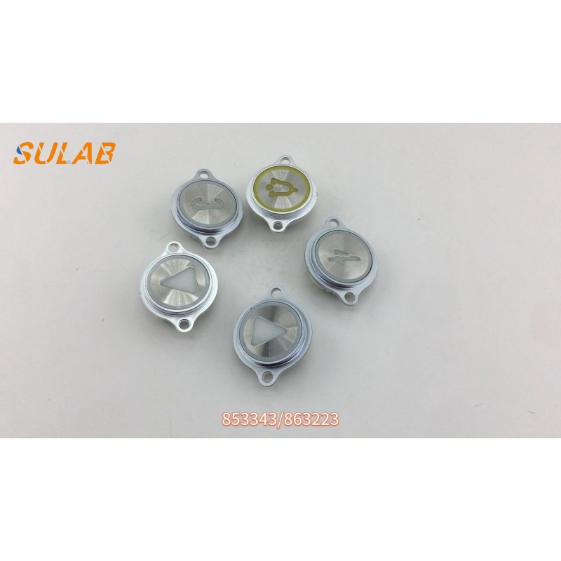 KONE Elevator Round Push Button With LED Backlight For LOP & COP 32mm Mounting Hole Stainless Steel Faceplate