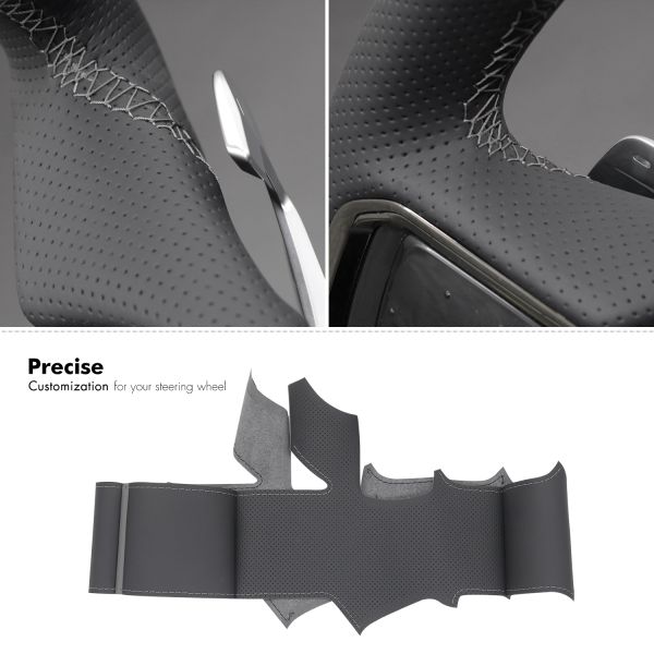 Hand Stitch Genuine Leather Steering Wheel Cover for Land Rover Range Rover Sport III(L461) Evoque II (L551)  Velar (L560)