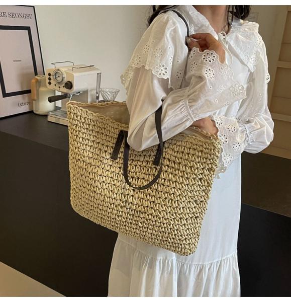 High Quality Wholesale Women'S Summer Crochet Raffia Straw Bag Handmade Designer Open Shoulder Bag Crochet Beach Bag for Women Summer Beach Totes Bag Women Crochet Purses Rattan Earrings