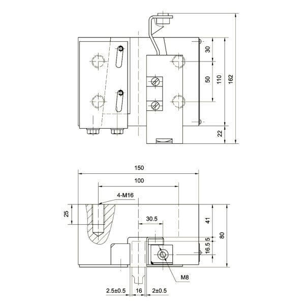 0.63m/S 16mm Steel Passenger Elevators Safety Gear Elevator Safety Brake