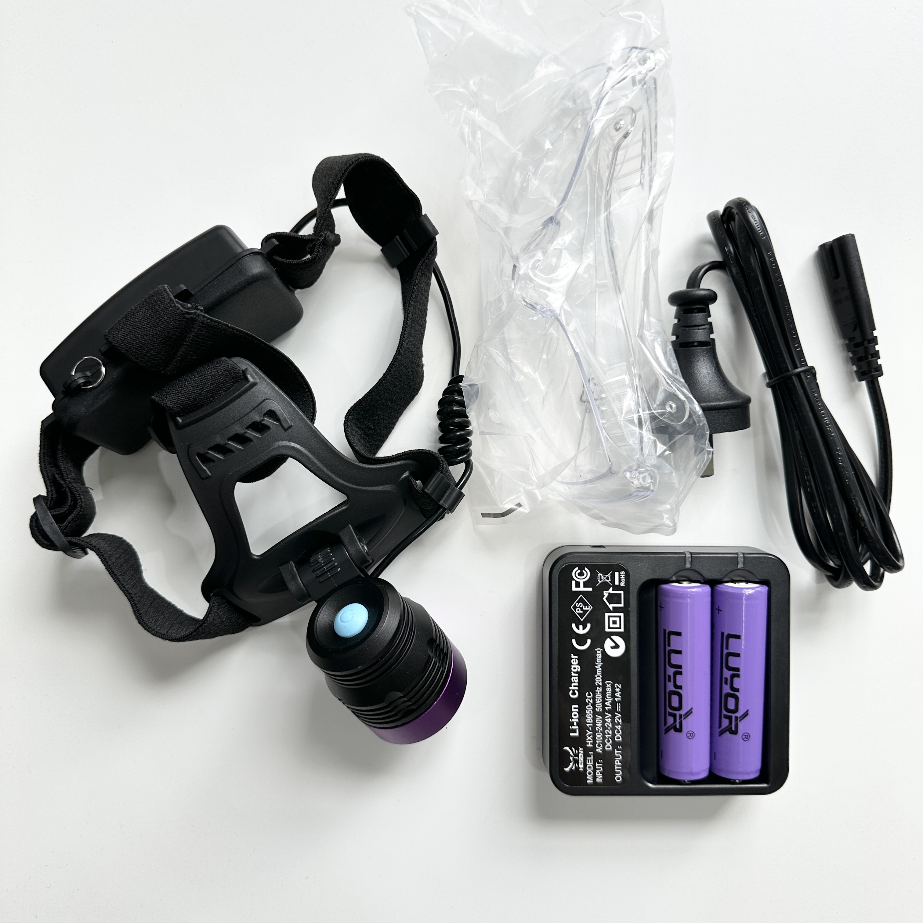 DG-3101S Adjustable UV Headlamp with 365 nm UV-A LED and 10000μW/cm² Intensity for Hands-Free Inspection