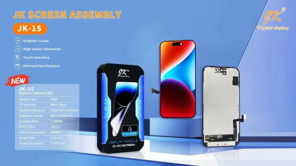 JK In-Cell FHD Soft OLED Screen for iPhone 12 13 16 Pro Max 9H Hardness