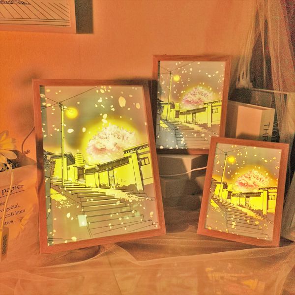 Decoration Charging Remote Control Bedroom Bedside Painting Nightlight