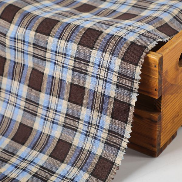 2025 Summer Hot Sale Pure Linen Shirting Fabric Manufactures Lurex Yarn Dyed Grid Fabric with Rich Colors