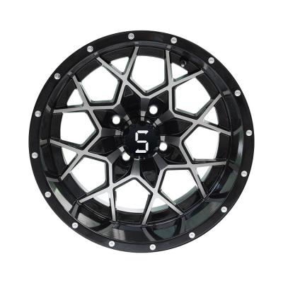 Carrinho de golfe 12/14 fez à máquina/liga de alumínio preto lustroso roda o teste padrão do parafuso 4x4