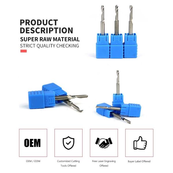 1f Single Flute End Mill For Aluminum Plastic Wood Acrylic Carbide 1/4 Inch 6mm
