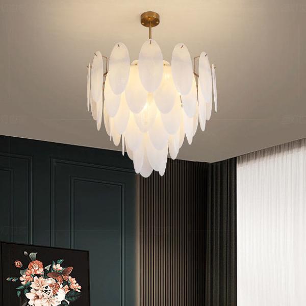 Nordic Modern Feather Glass LED Chandelier For Bedroom D800 X H740MM