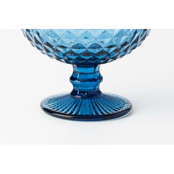 Small Blue Footed Glass Dessert Bowls 12 Oz Vintage Ice Cream Sundae Dishes 350ml