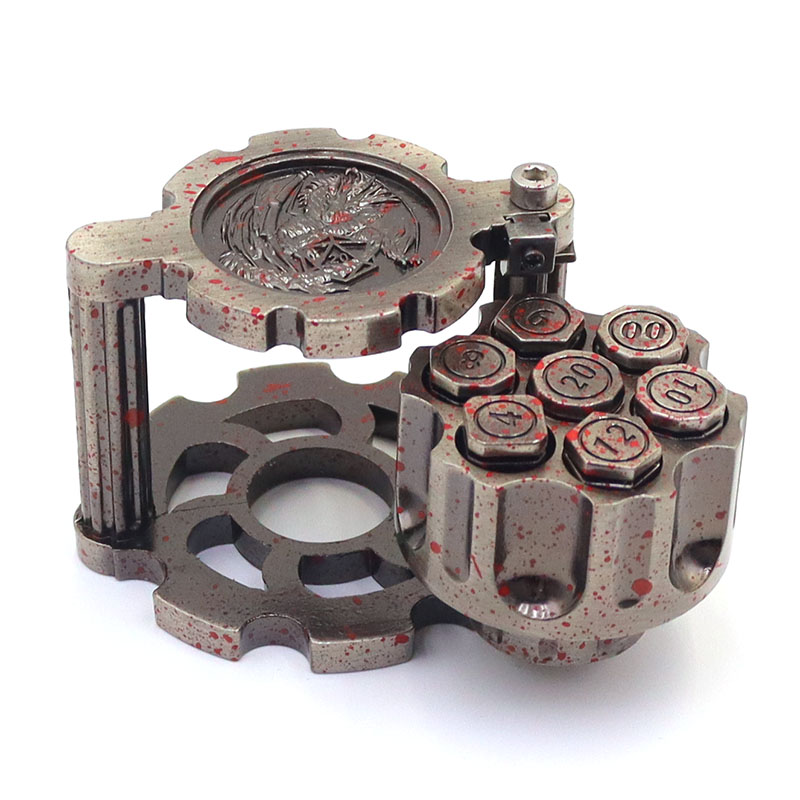Antique Silver 374g Heavyweight Metal Dice Spinner with 3D Dragon Relief and Sliding Hidden Compartment for RPG Gear