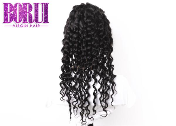 Ser humano brasileiro encaracolado profundo do cabelo humano da peruca do laço completo com cabelo do bebê no laço de HD