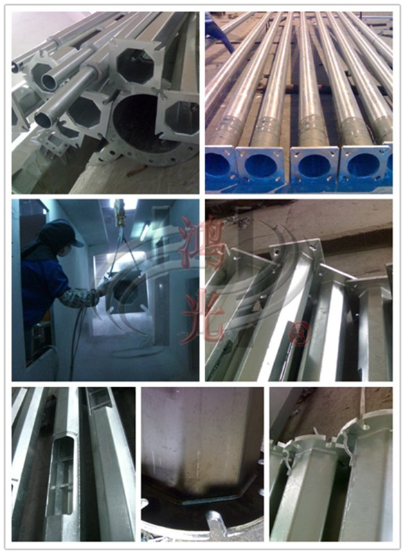 столб уличного фонаря двойных рукояток 9M напольный с нержавеющей сталью горячего погружения гальванизированной