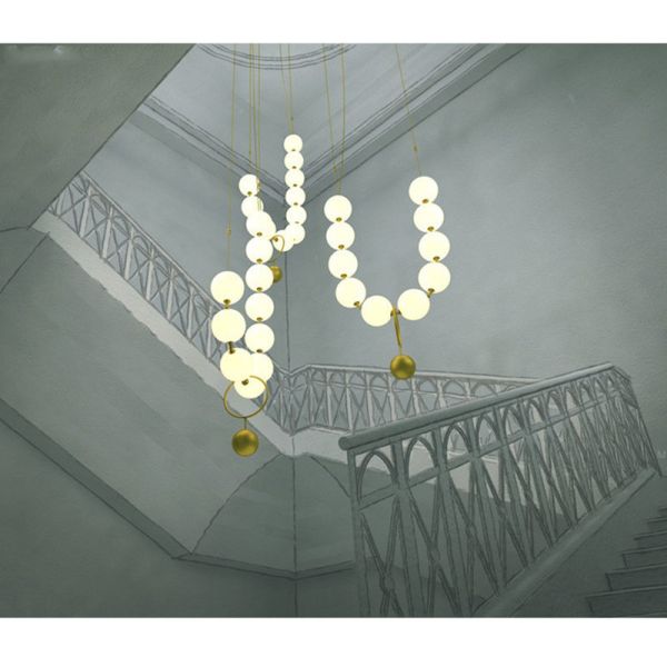 White Led Nordic Glass Ball Modern Pendant Light For Stairwell