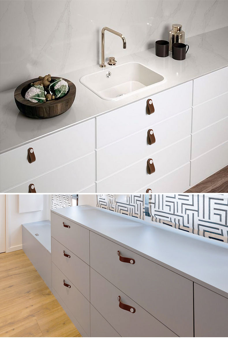 Racyle Classic Furniture Leather Drawer Handles Single Double Hole Pull Knobs