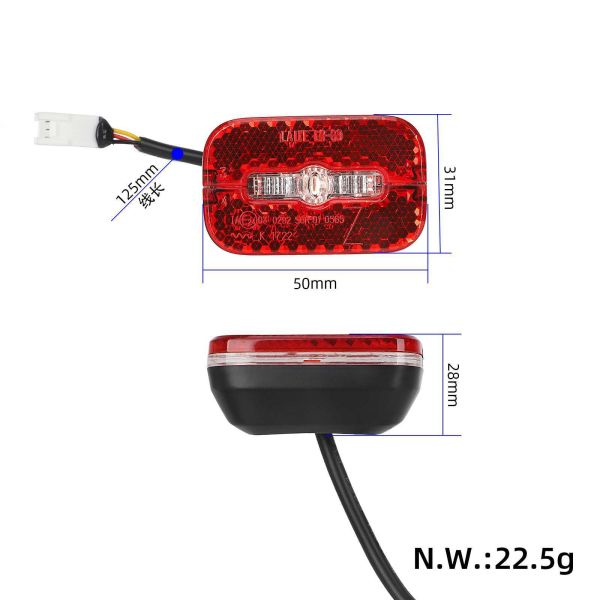 6-48V Waterproof Tail Light Line Length 125mm For Xiaoniu KQi3 Electric Scooter Parts