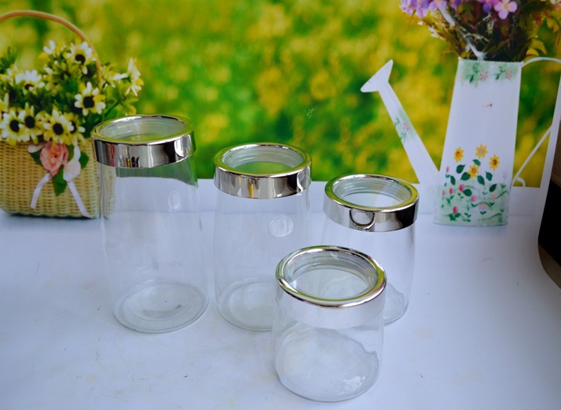 SET OF 4 PCS GLASS CANISTER