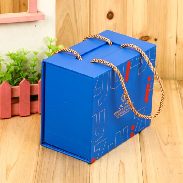 Flap Closure Rigid Gift Packaging Box Book Shaped With Handle Clothing Shoes