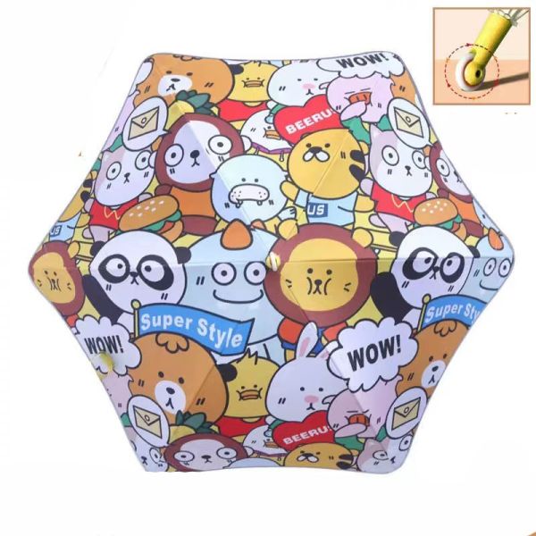 Cute Cartoon Children's Umbrella with Long Handle and Automatic Roller Skating Feature