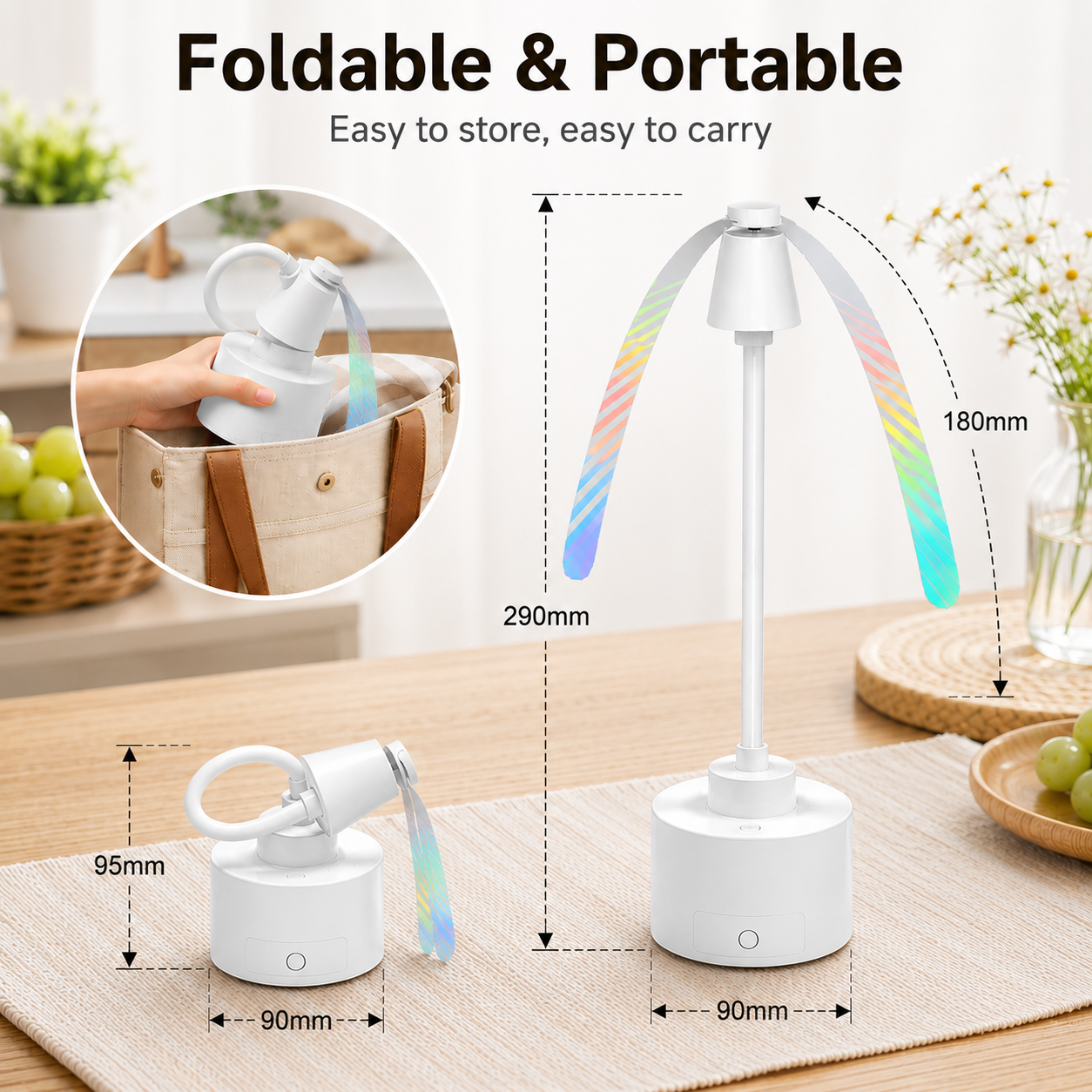 Foldable Mosquito Fly Repellent Fan 360-degree 2 Pack Electric Fly Trap with Smart LED Display