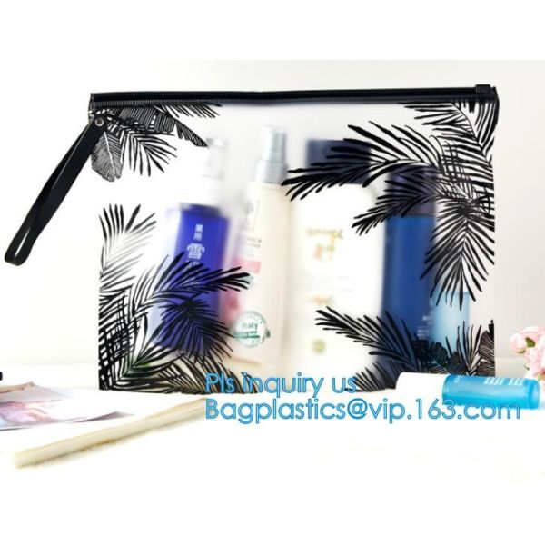 PVC transprent slider bag for packing underwear, Frosted Zip lockkk bag EVA PVC hanger bag for clothes, EVA frost drawstrin