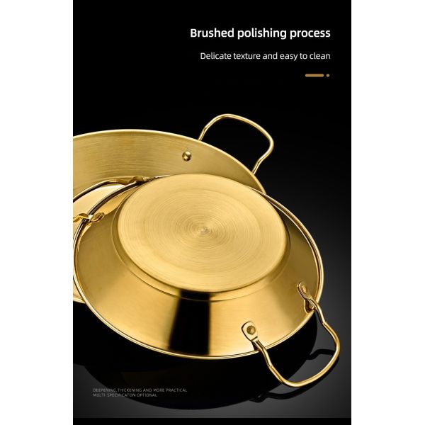 Amazon Hot Selling Cooking Kitchen Cookware Induction Frying Pan Stainless Steel Paella Pans Seafood Frying Pan