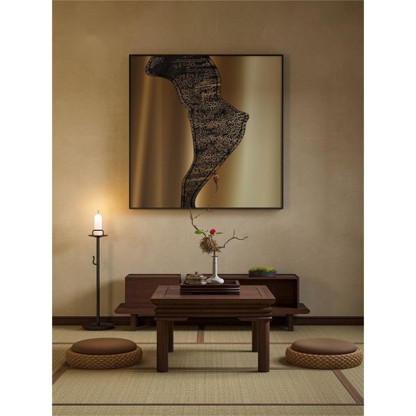 Custom Golden Premium Square Wall Art Hotel Entryway Metal Decor Painting Mural