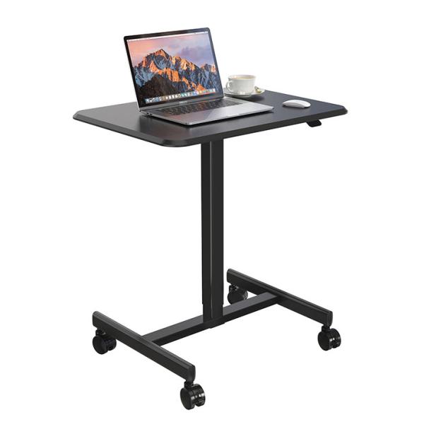 Modern Rustic Brown Mechanical Sit Standing Desk with Pneumatic Height Adjustment