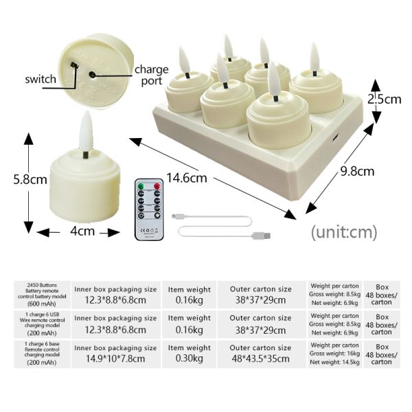 Flameless Electric Tea Lights Matte Battery Operated Tea Lights With Timer