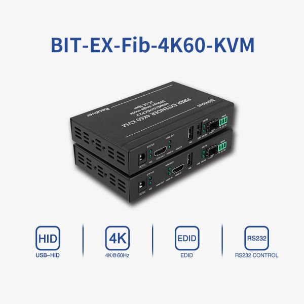 Bitvisus Zero-Delay 30KM 4K HDMI Fiber Extender with KVM and RS232 Transparent Transmission