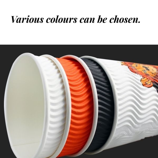 Custom Logo Ripple Wall Disposable 9oz/10oz Coffee Cup for Office Parties Home Travel