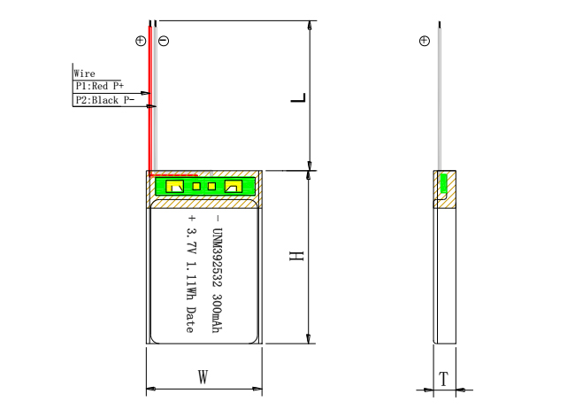 GPS-трекер Литий-полимерная батарея / 3.7V 300mAh 392532