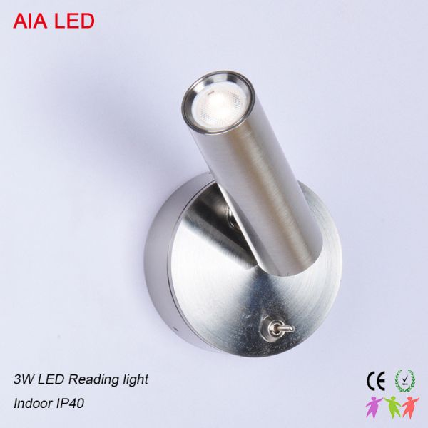 Surface brushed sliver indoor LED wall light for hotel& led bed wall light for bedroom