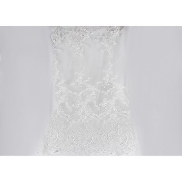 Tela de malla nupcial bordada blanco francés africano de la tela del cordón para los vestidos de fiesta