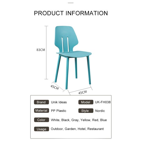 Nordic Modern Color Plastic Hotel Dining Chair Outdoor Leisure Cheap Garden PP Chairs