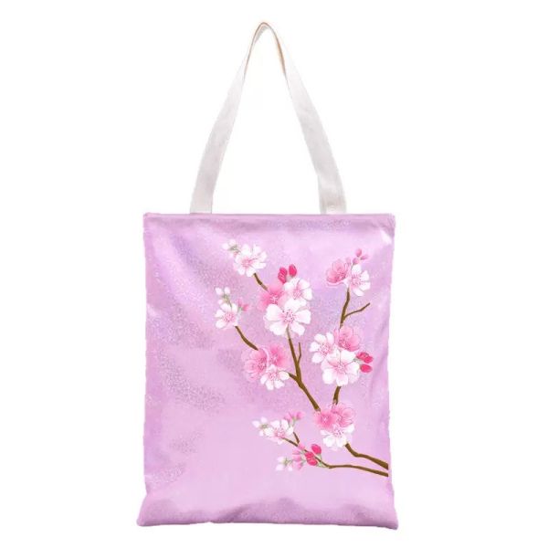 Bolsas de mano personalizables de sublimación de lona coloridas, bolsas de compras de transferencia de calor a la moda para publicidad