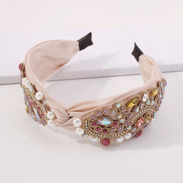 New Bohemia ornate fabric headbands with diamond-encrusted imitation pearl hair accessories for ladies girls