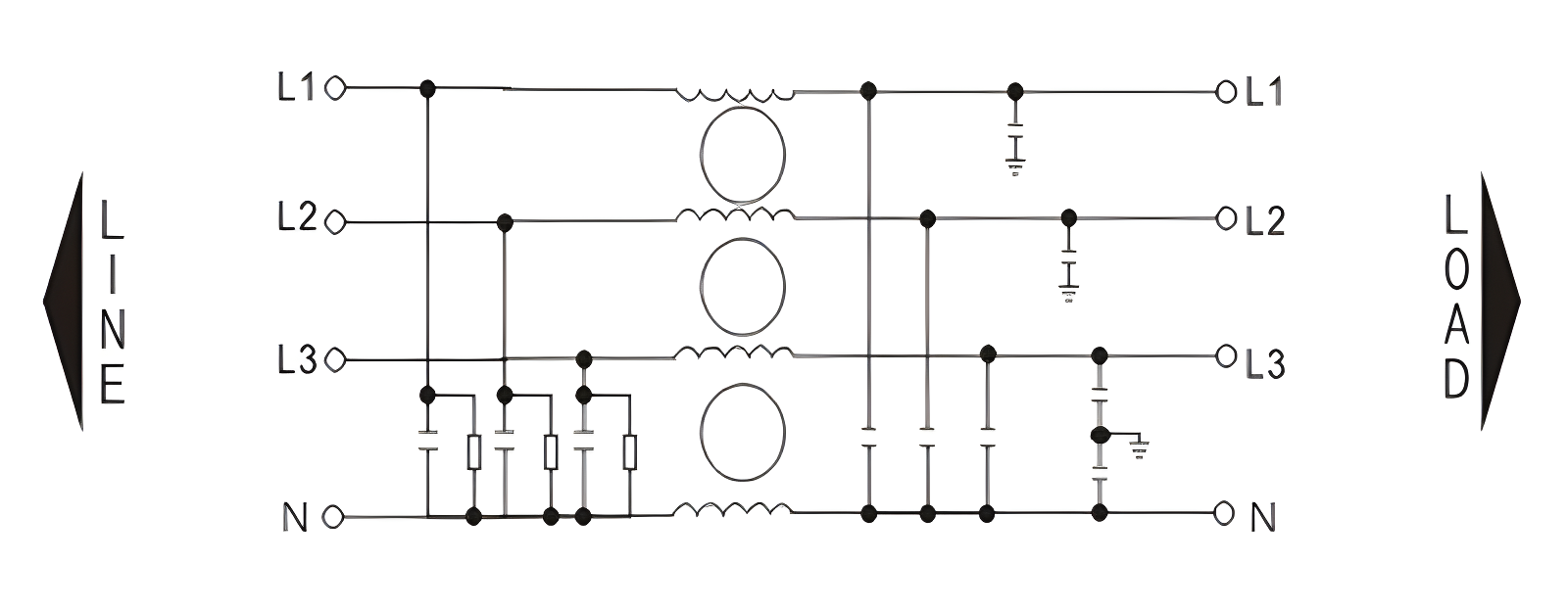 DAC41-D серия EMI фильтр 6A-30A Трехфазный четырехпроводной фильтр шума питания AC 380VAC/440VAC