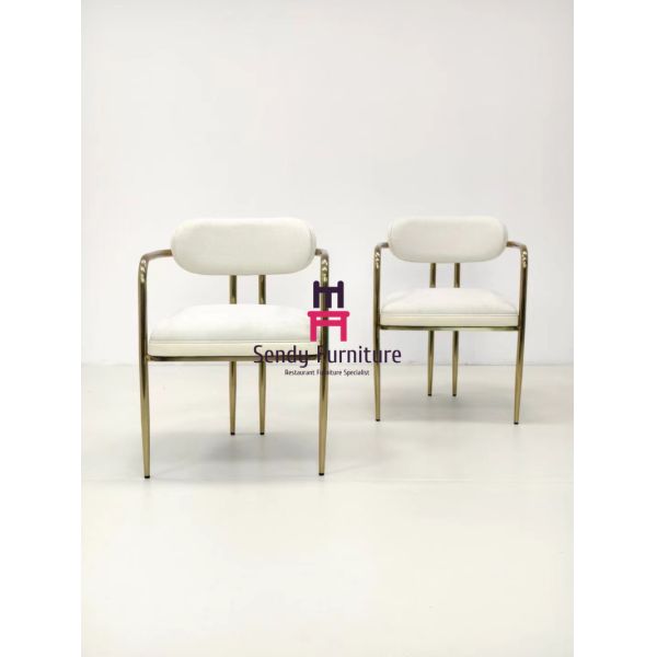 IM-201 Gold Stainless Steel Dining Chair with PU Leather & High-Resilience Foam