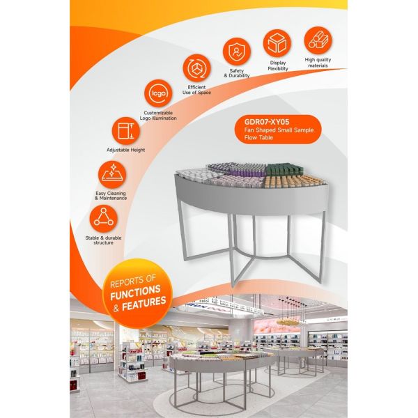 GDR07-XY05 Cosmetic Display Table with 3mm Transparent Acrylic Joint Box and Adjustable Height for Trade Show Booth