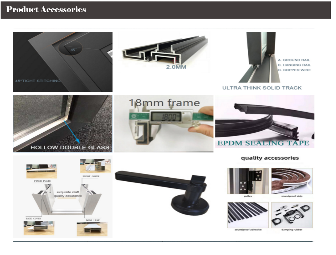 Narrow Side Aluminum Casement French Doors Black Anodized 1.5mm Thickness