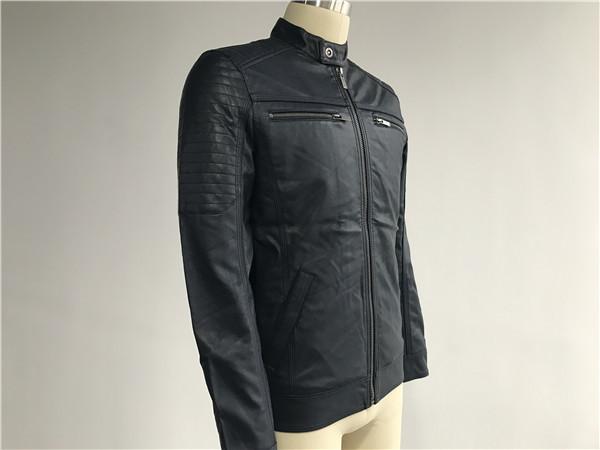 Navy Mens PU Jacket With Suede Detail ,  Faux Leather Biker Jacket TW73204