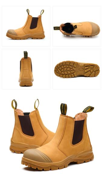OEM Wheat Nucuck Leather Safety Boots Steel Toe Kevlar Safety Shoes PU Sole Work Shoes Security Work Boots