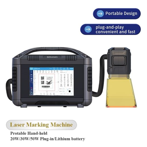 Small Handheld Expire Date logo Coding 20w 30w Portable Fiber Laser Marking Machine for Metal Plastic Glass Cable Wire Tube