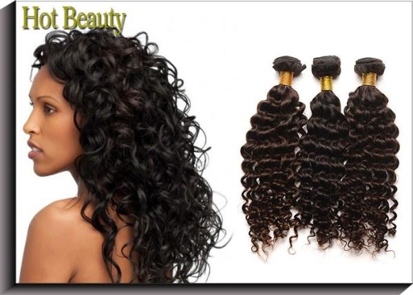 Curly Virgin Brazilian Remy Human Hair Extensions Natural Brown Color