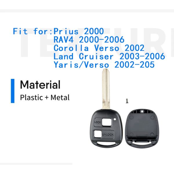 2 Buttons TOY43 Blade Car Blank Key Shell Case for Toyota Corolla Land Cruiser Yaris