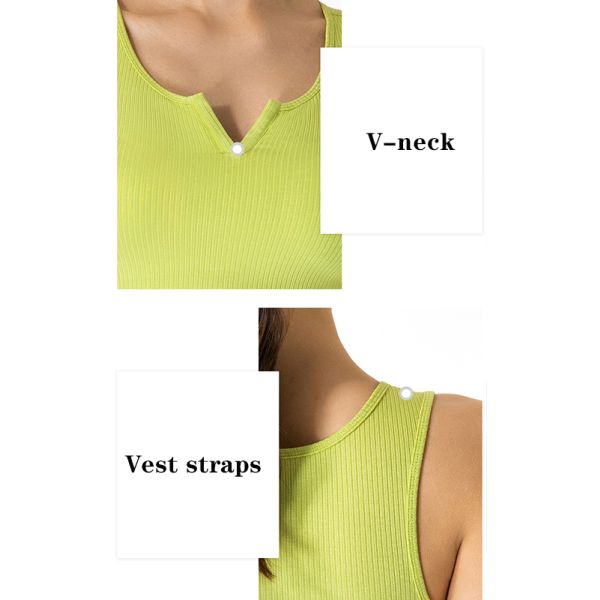 ODM Cotton V Neck Yoga Tank Tops Fitness Workout Running Vest Top For Women
